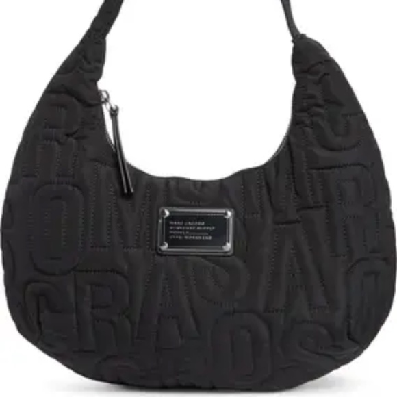 NWT Marc Jacobs Jumbled Logo Workwear Nylon Shoulder Bag - Black - Picture 2 of 6